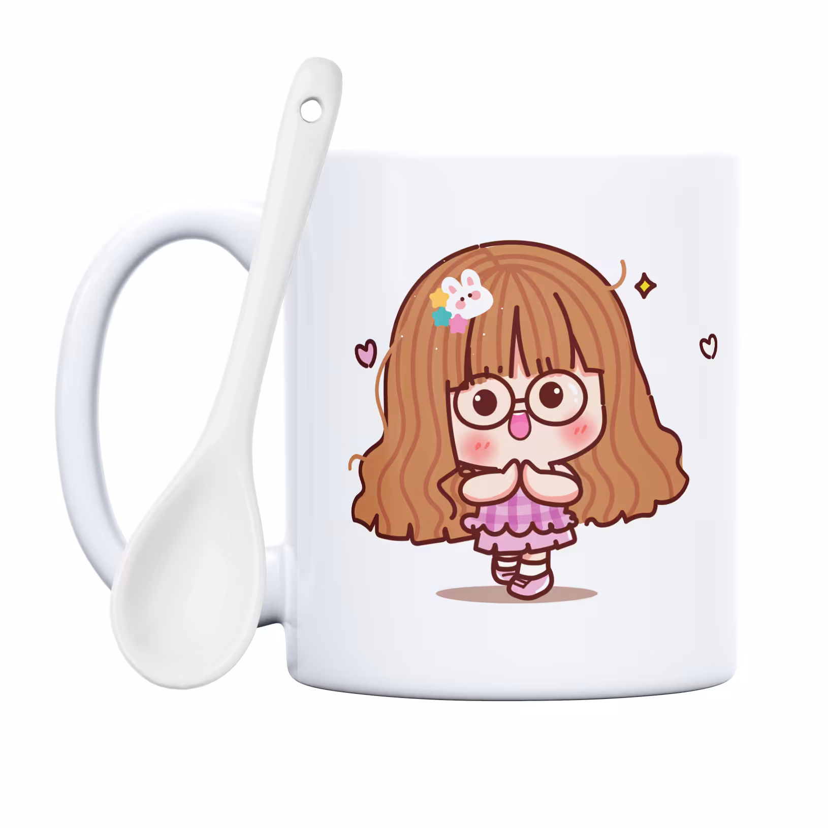 ماگ طرح روز دختر مبارک مدل دختر مو بلند