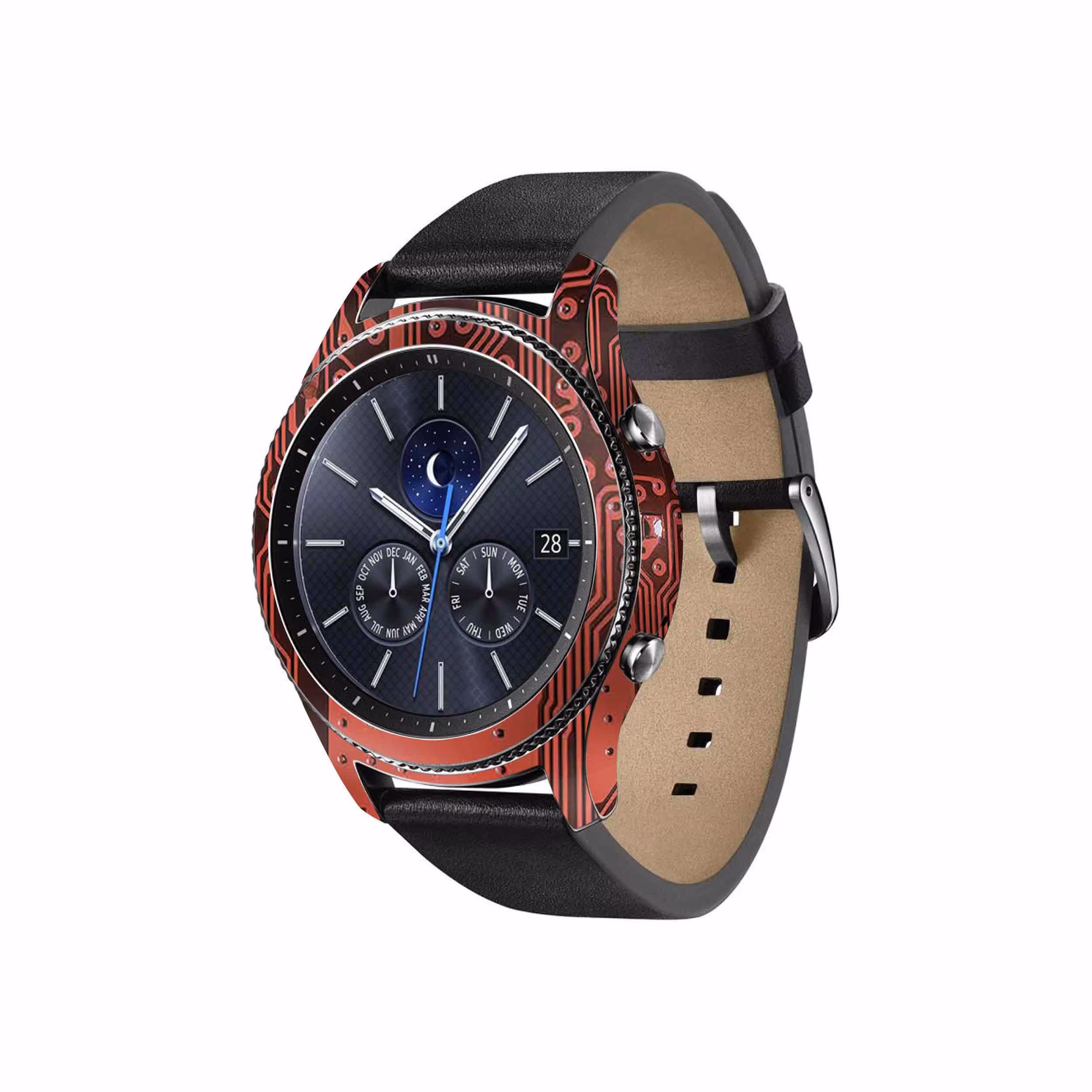 برچسب ماهوت طرح Red-Printed-Circuit-Board مناسب برای ساعت هوشمند سامسونگ Galaxy Gear S3 Classic