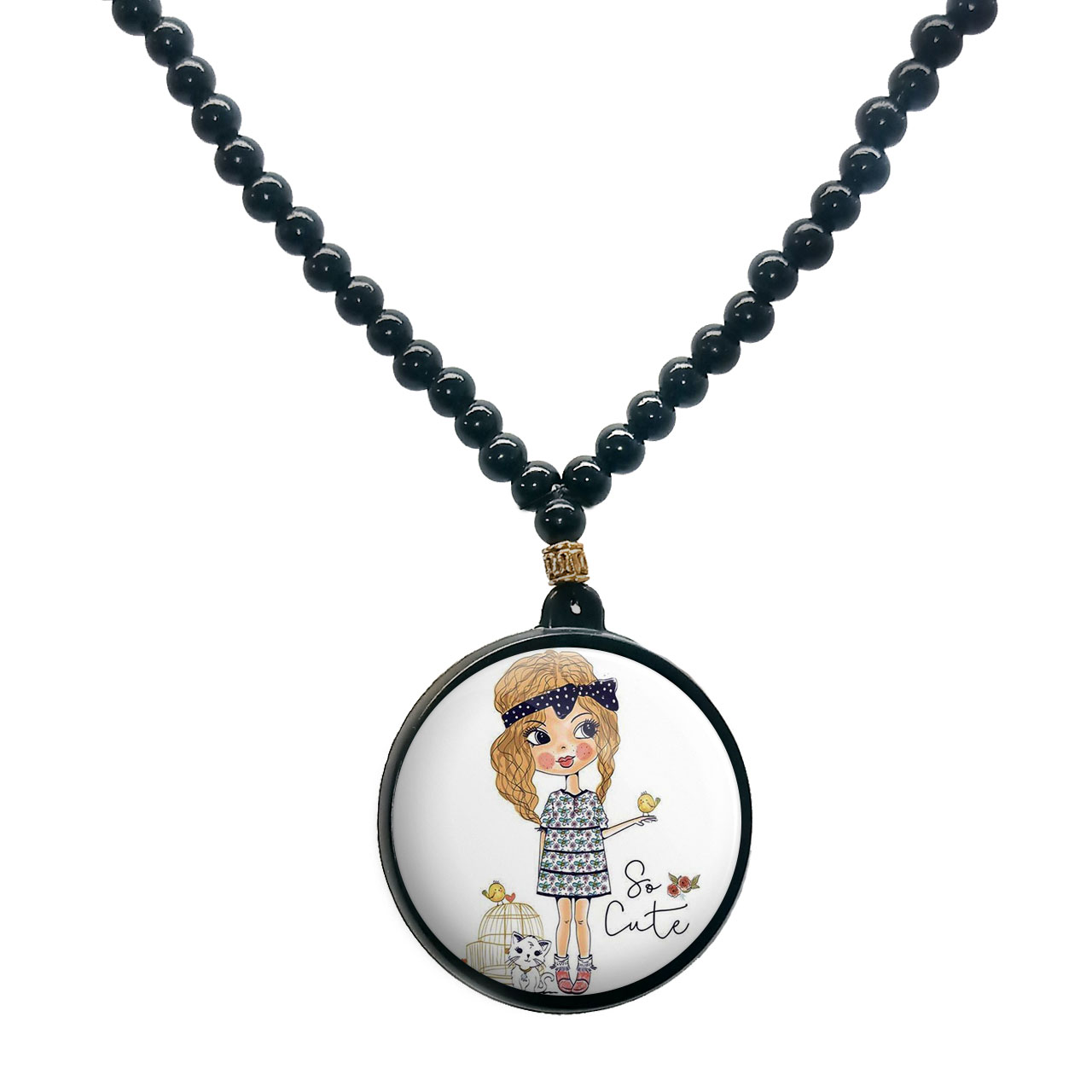 گردنبند پرمانه طرح دخترونه کد pmd.4912 مدل دو طرفه