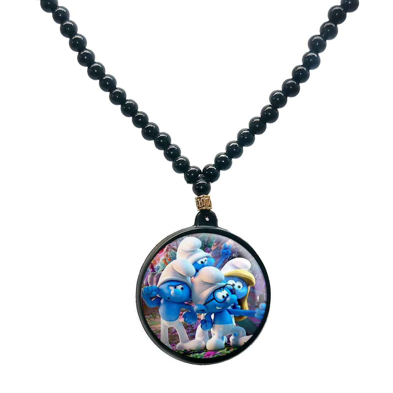 گردنبند پرمانه طرح اسمورف کد pmd.10555 مدل دو طرفه