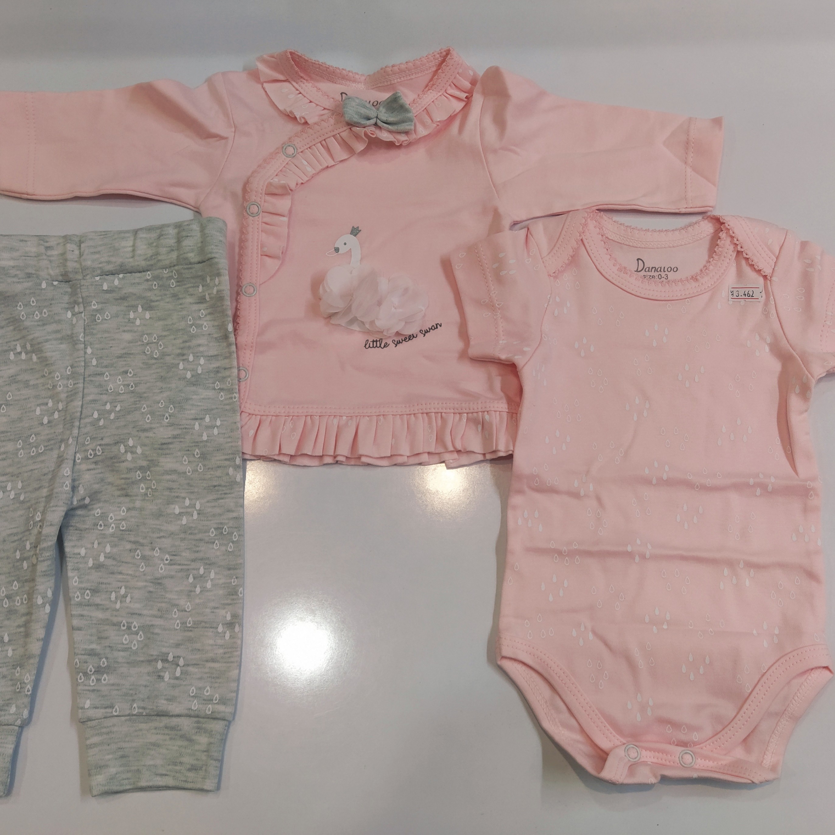 3 تیکه دانالو دخترانه طرح جدید قو با کیفیت عالی و تنخوری زیبا 