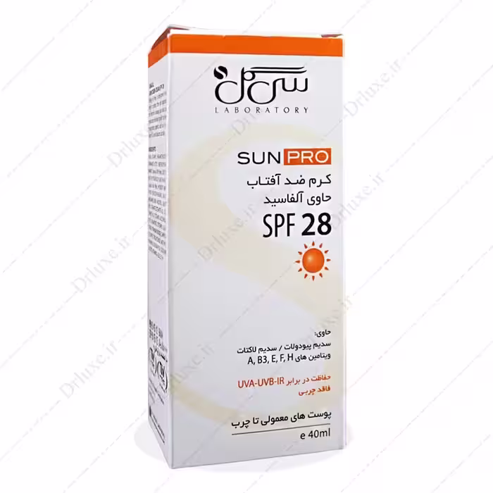 قیمت و خرید کرم ضد آفتاب SPF28 فاقد چربی حاوی آلفاسید سی گل 40 میلی لیتر - دکتر لوکس