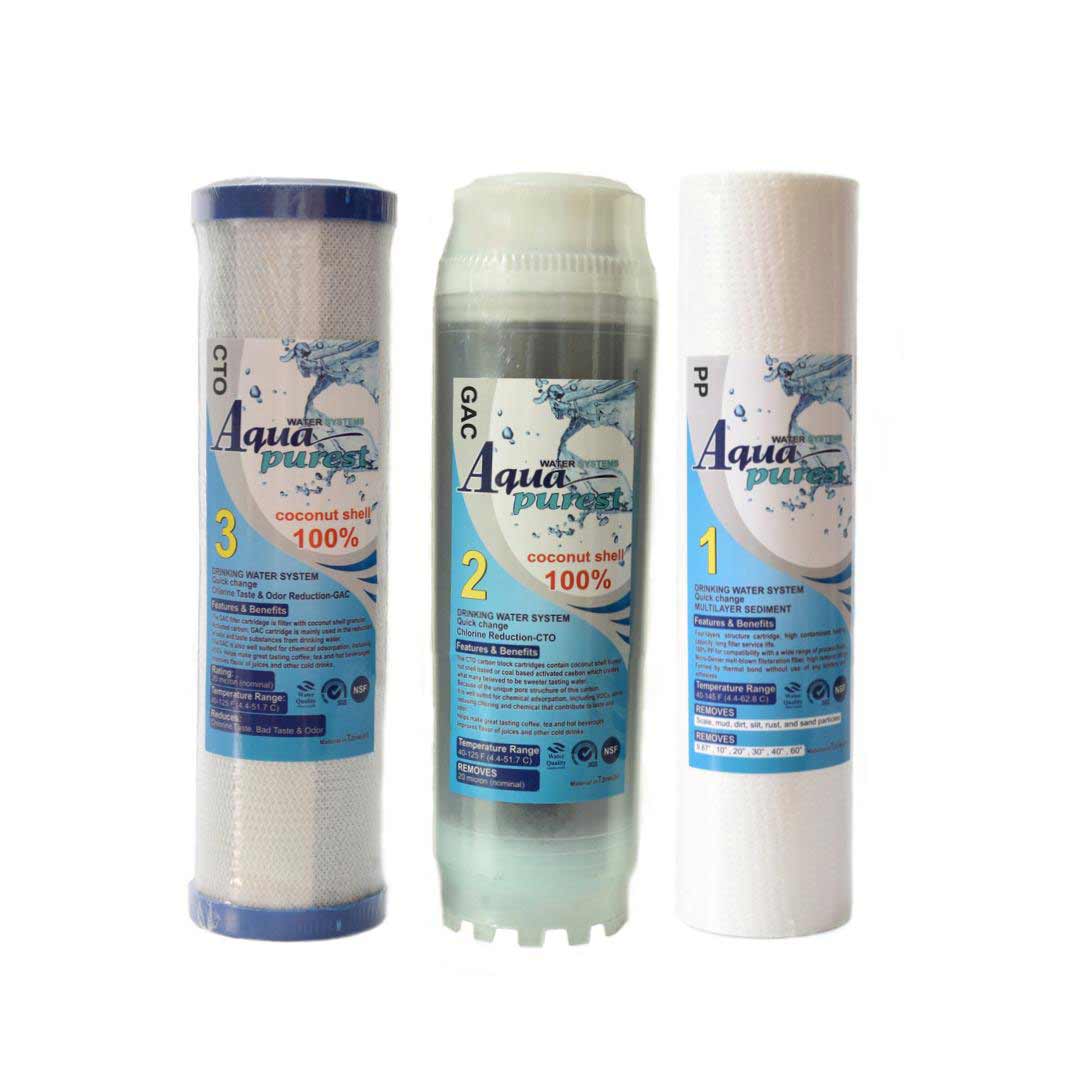 فیلتر دستگاه تصفیه کننده آب آکواپیورست مدل RO-3 مجموعه 3 عددی