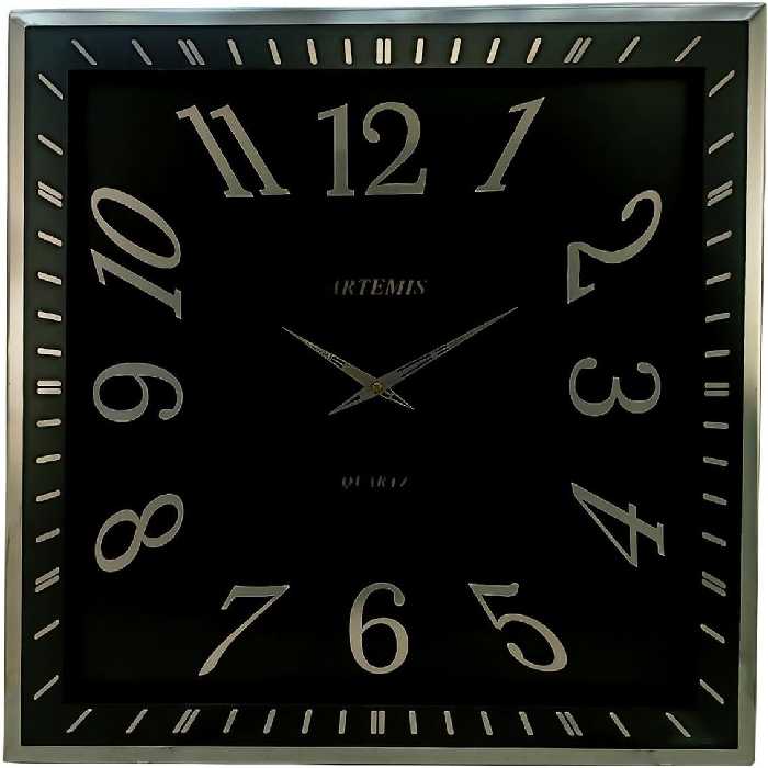 ساعت دیواری آرتمیس کد 2038 Silver Black نقره ای مشکی