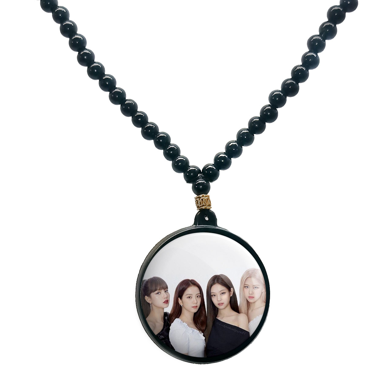 گردنبند پرمانه طرح بلک پینک کد pmd.18031 مدل دو طرفه