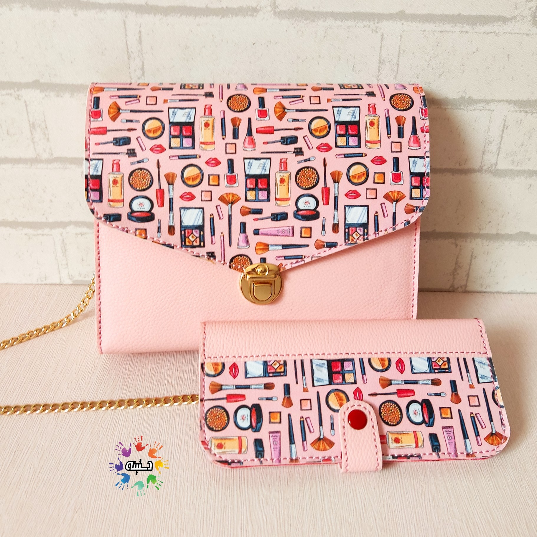ست کیف و کیف پول طرح لوازم آرایش،آرایشگر