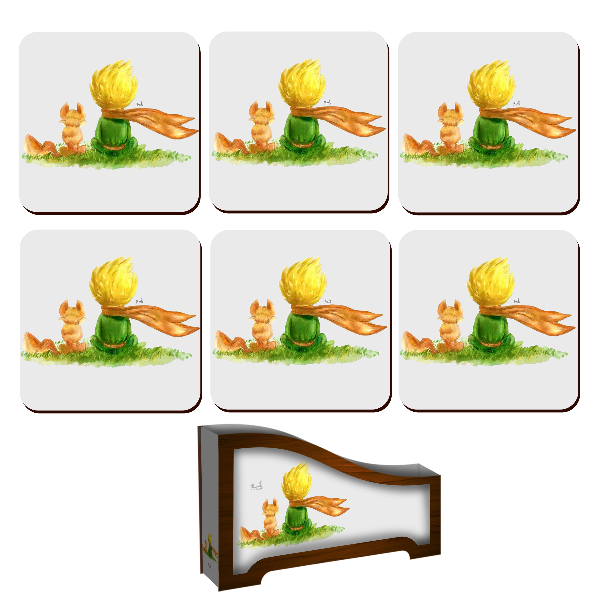 زیر لیوانی لوکسینو مدل شازده کوچولو کد Shahrad_1 مجموعه 6 عددی