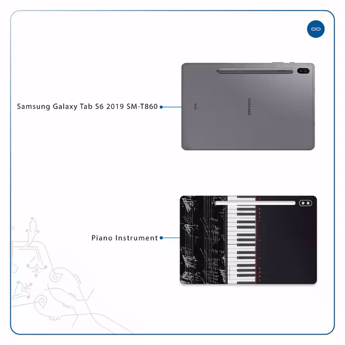 برچسب پوششی ماهوت مدل Piano-Instrument مناسب برای تبلت سامسونگ Galaxy Tab S6 2019 SM-T860