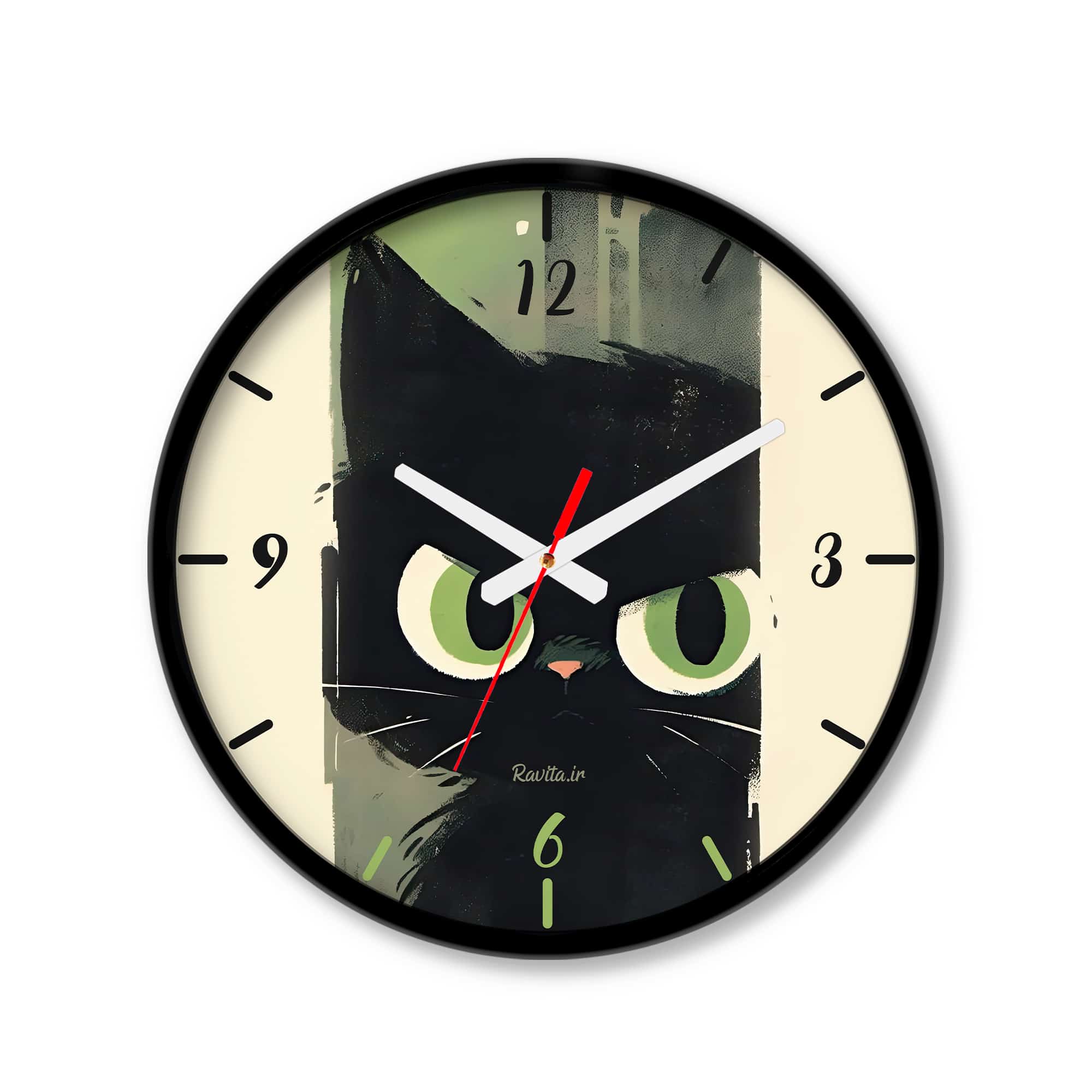 ساعت‌ دیواری رومیزی راویتا طرح گربه کد 3524