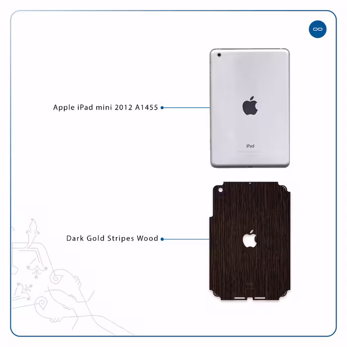 برچسب پوششی ماهوت مدل Dark-Gold-Stripes-Wood مناسب برای تبلت اپل iPad mini 2012 A1455