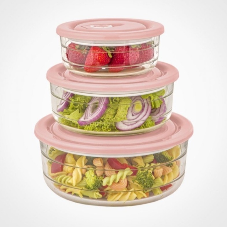 ست ظروف شیشه ای نگهدارنده وکیومی تاریخ دار لیمون سه تایی