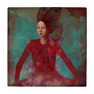 زیر لیوانی طرح بانو پروانه ای کد    3275576_645