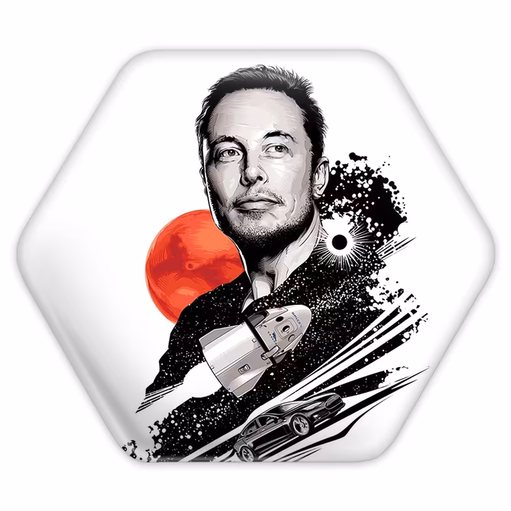 پیکسل خندالو طرح ایلان ماسک مدل شش ضلعی کد 10917