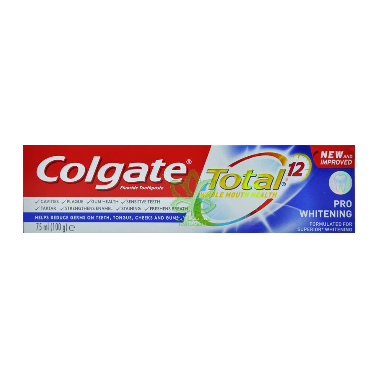 خمیر دندان سفید کننده توتال 12 پرو وایتینگ 75 میل کولگیت - colgate