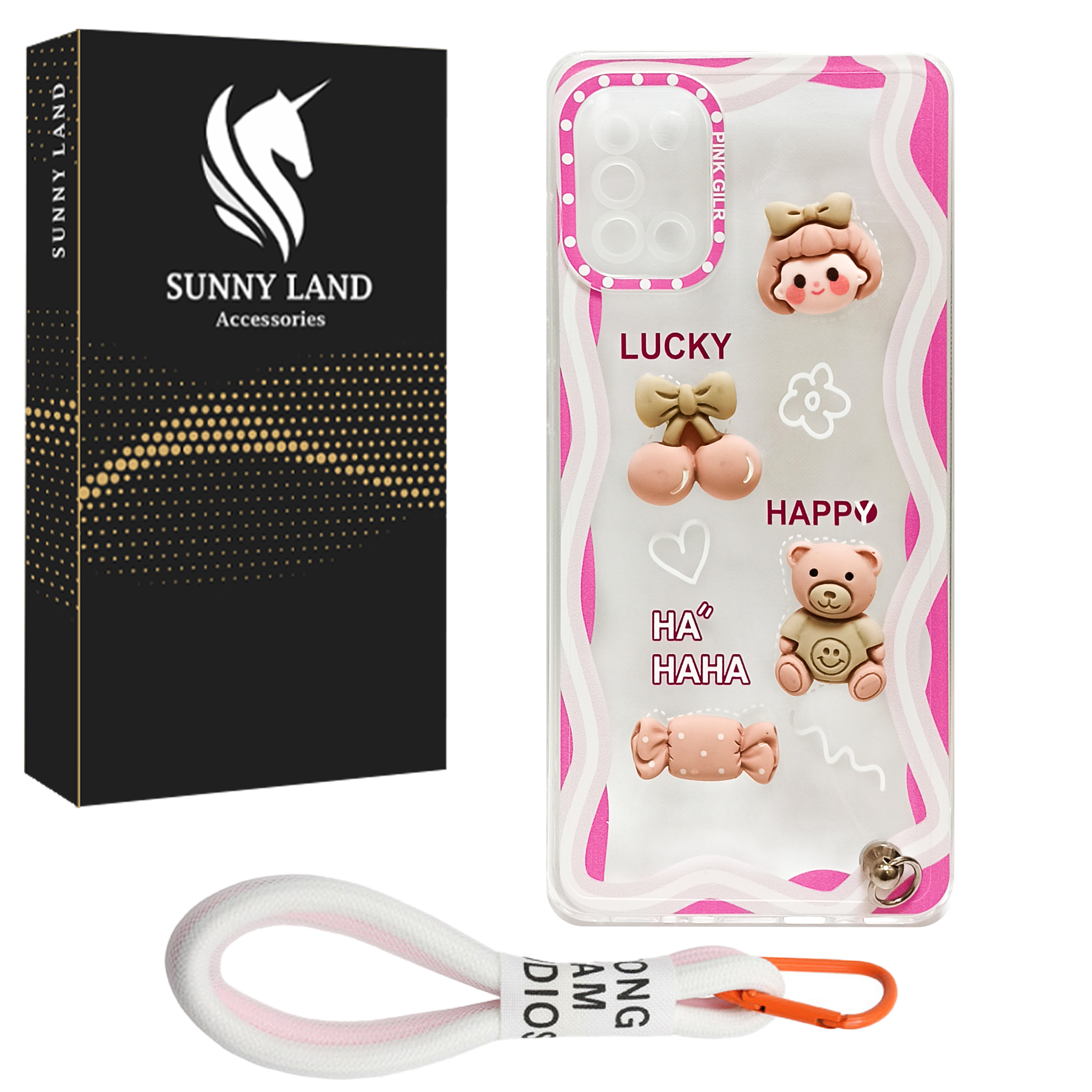 کاور سانی لند مدل Happy مناسب برای گوشی موبایل سامسونگ Galaxy A31 به همراه بند
