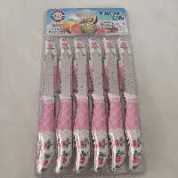 چاقو میوه خوری 12عددی اره ای مارک یونیک لایفUnique life رنگ صورتی (کارد میوه خوری ) تیغه ثابت طول16 سانت