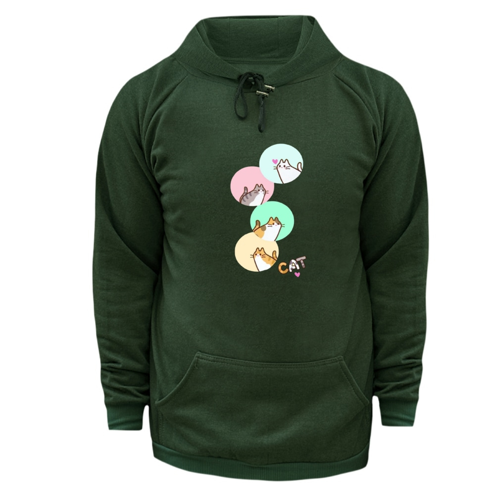 هودی زنانه مدل گربه ها رنگ یشمی