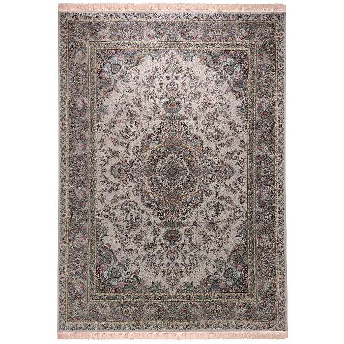 فرش ماشینی زمرد مشهد مدل 55000 زمینه کرم