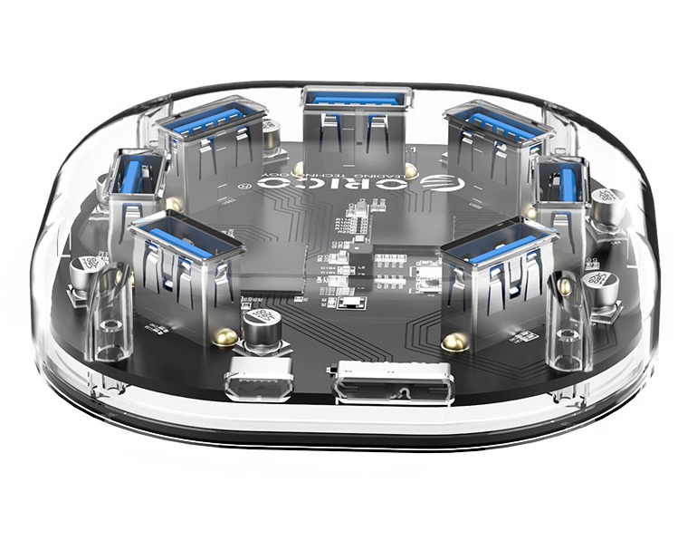 هاب هفت پورت یو اس بی شفاف رومیزی اریکو مدل H7U-U3