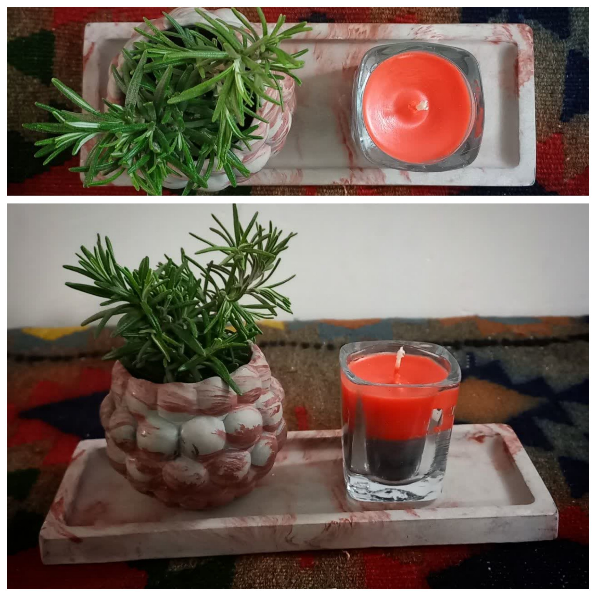 سینی دکوری مستطیل پلیمری (سنگ مصنوعی ) با روکش نانو