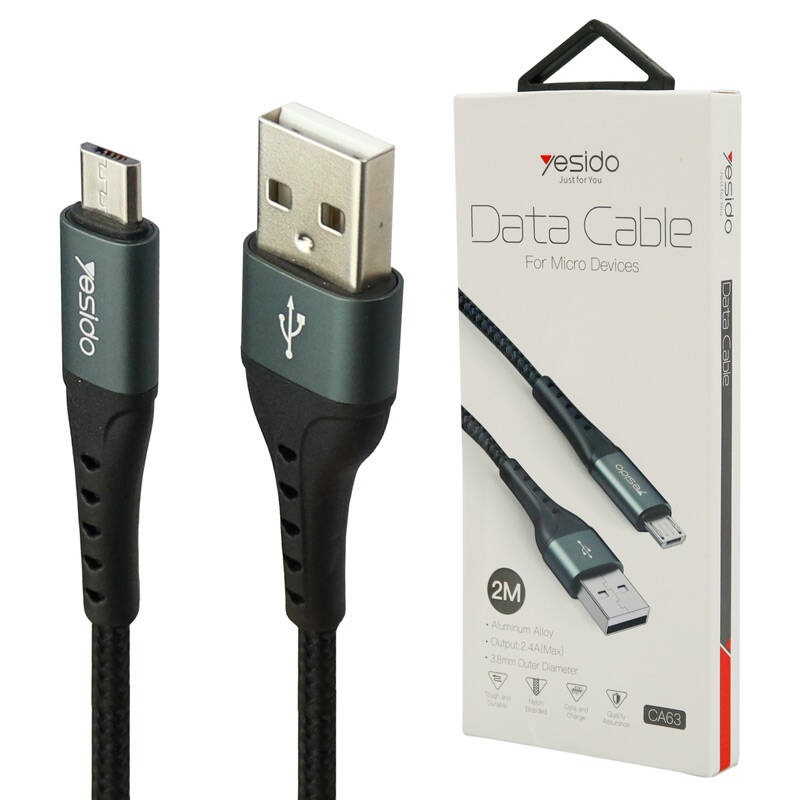 کابل میکرو یو اس بی فست شارژ Yesido CA63 2.4A 2m