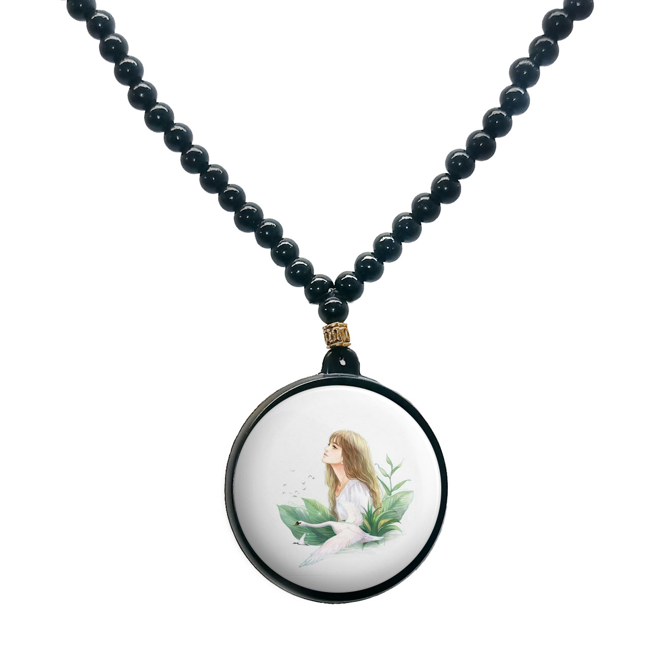 گردنبند پرمانه طرح دخترونه کد pmd.4324 مدل دو طرفه