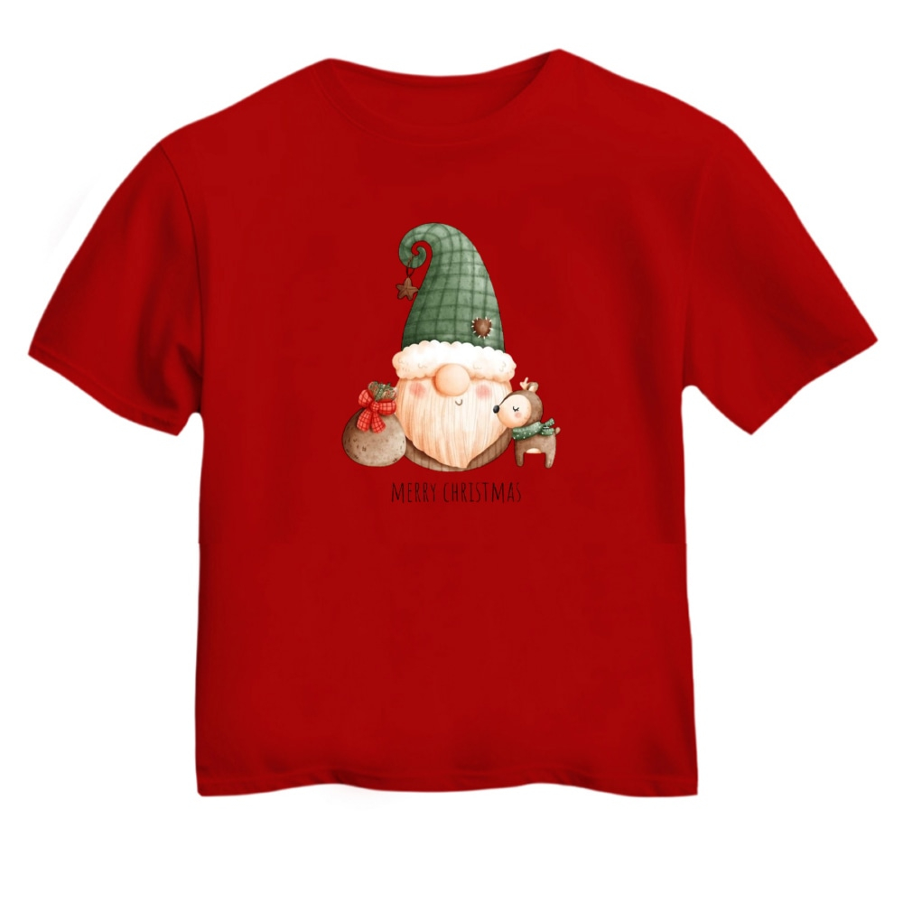 تی شرت آستین کوتاه بچگانه مدل بابانوئل کریسمس کد 48 رنگ قرمز