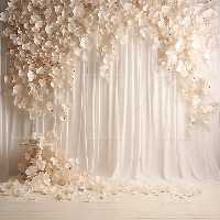 بک دراپ عکاسی عروس با گل های سفید | گرافیک با طعم تربچه