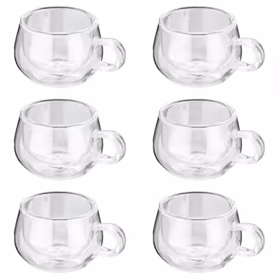 لیوان مدل دوجداره دسته دار کد B250 بسته 6 عددی