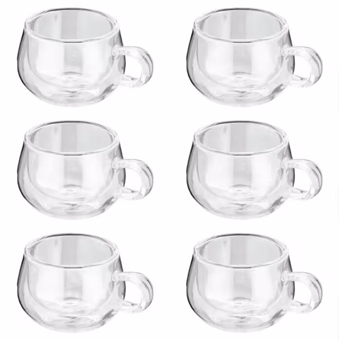 لیوان مدل دوجداره دسته دار کد B250 بسته 6 عددی