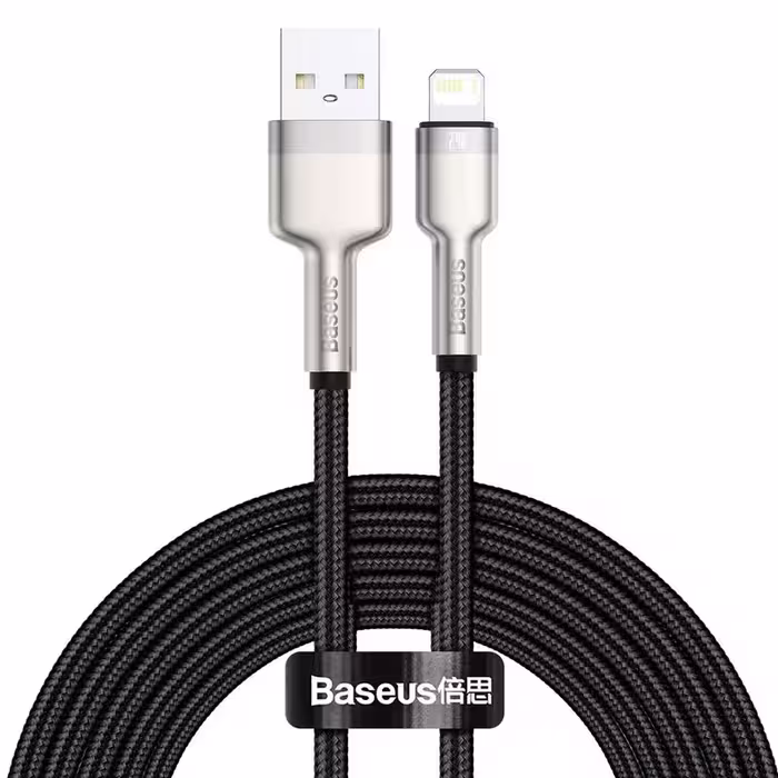 کابل شارژ USB به لایتنینگ بیسوس مدل Cafule Metal CALJK-B01 طول 2 متر توان 2.4 آمپر