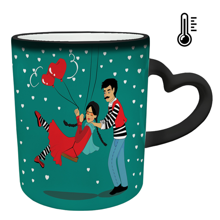 ماگ حرارتی مدل دسته قلبی طرح عاشقانه کد 24