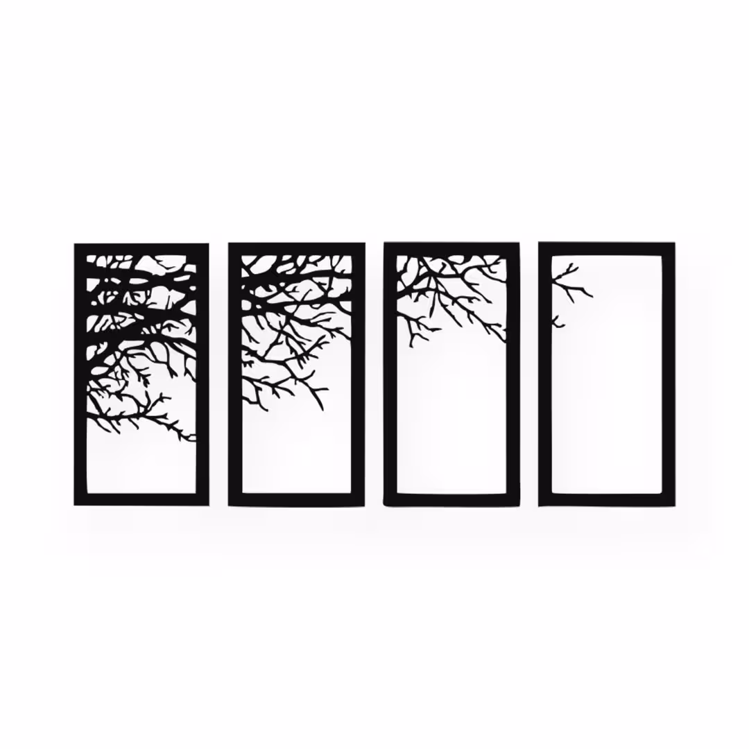 دیوارکوب مدل 1455S طرح درخت مجموعه 4 عددی