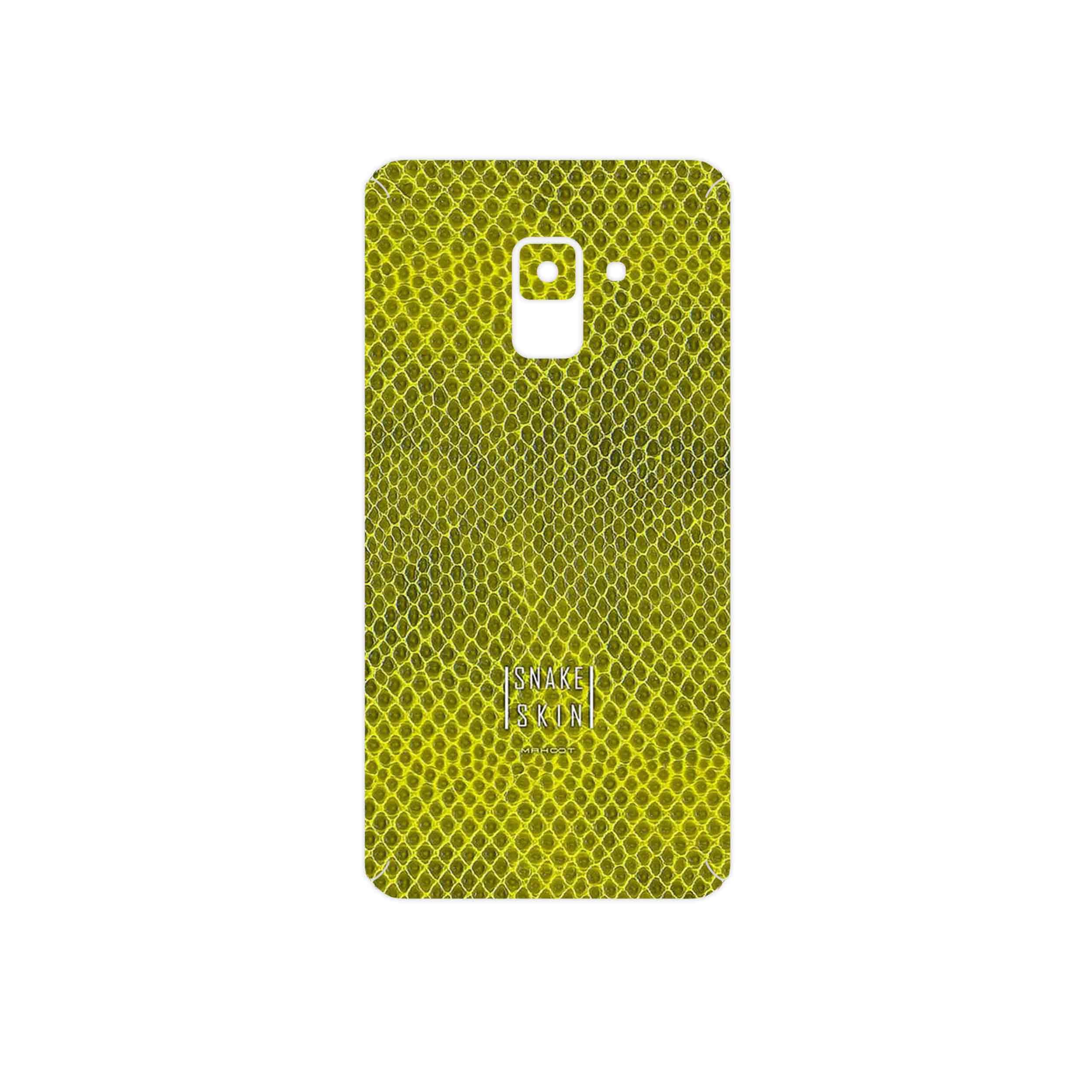 برچسب پوششی ماهوت مدل Yellow Snake Skin مناسب برای گوشی موبایل سامسونگ Galaxy A8 2018
