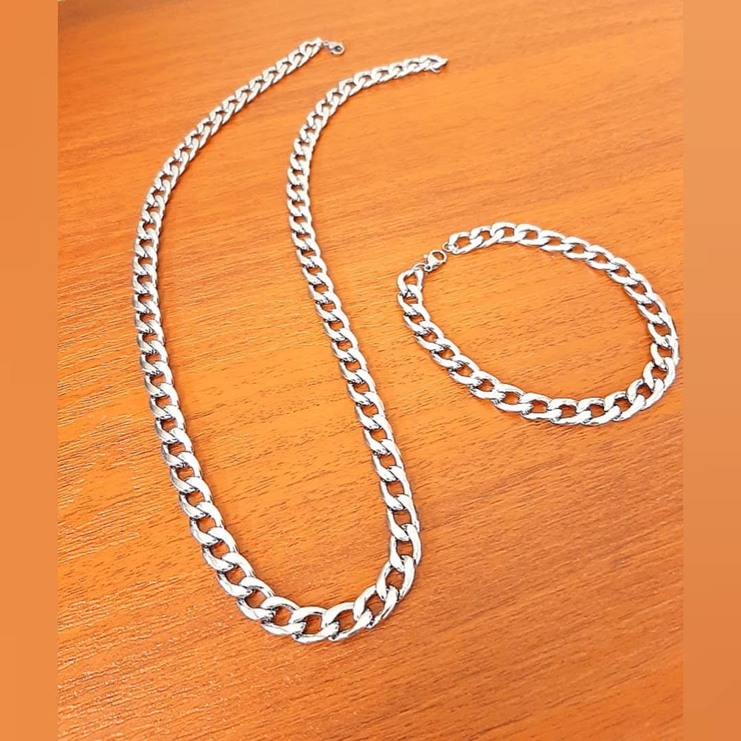 ست گردنبند دستبند کارتیر استیل