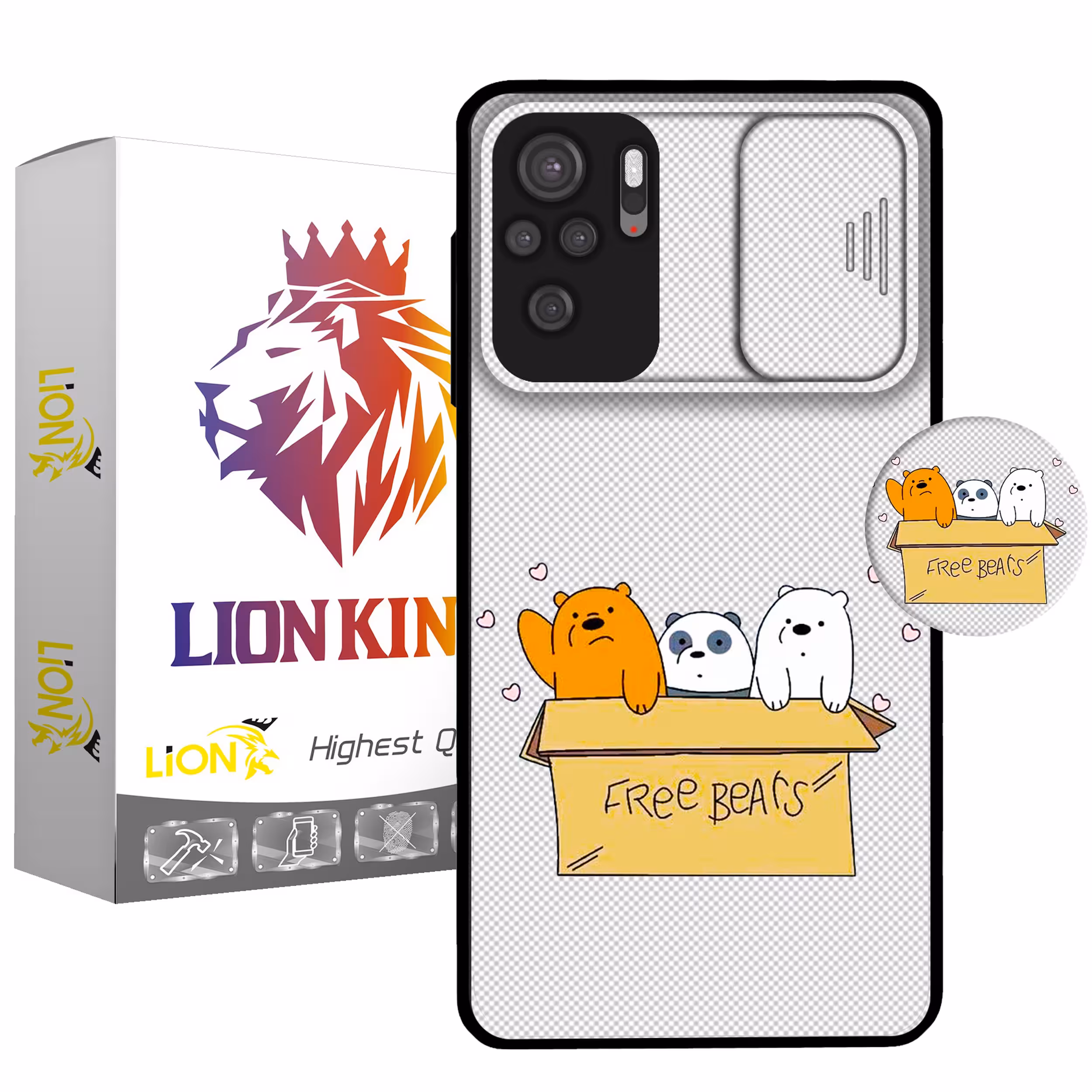 کاور لاین کینگ مدل PandaBax مناسب برای گوشی موبایل شیائومی Redmi Note10/10S به همراه پایه نگهدارنده