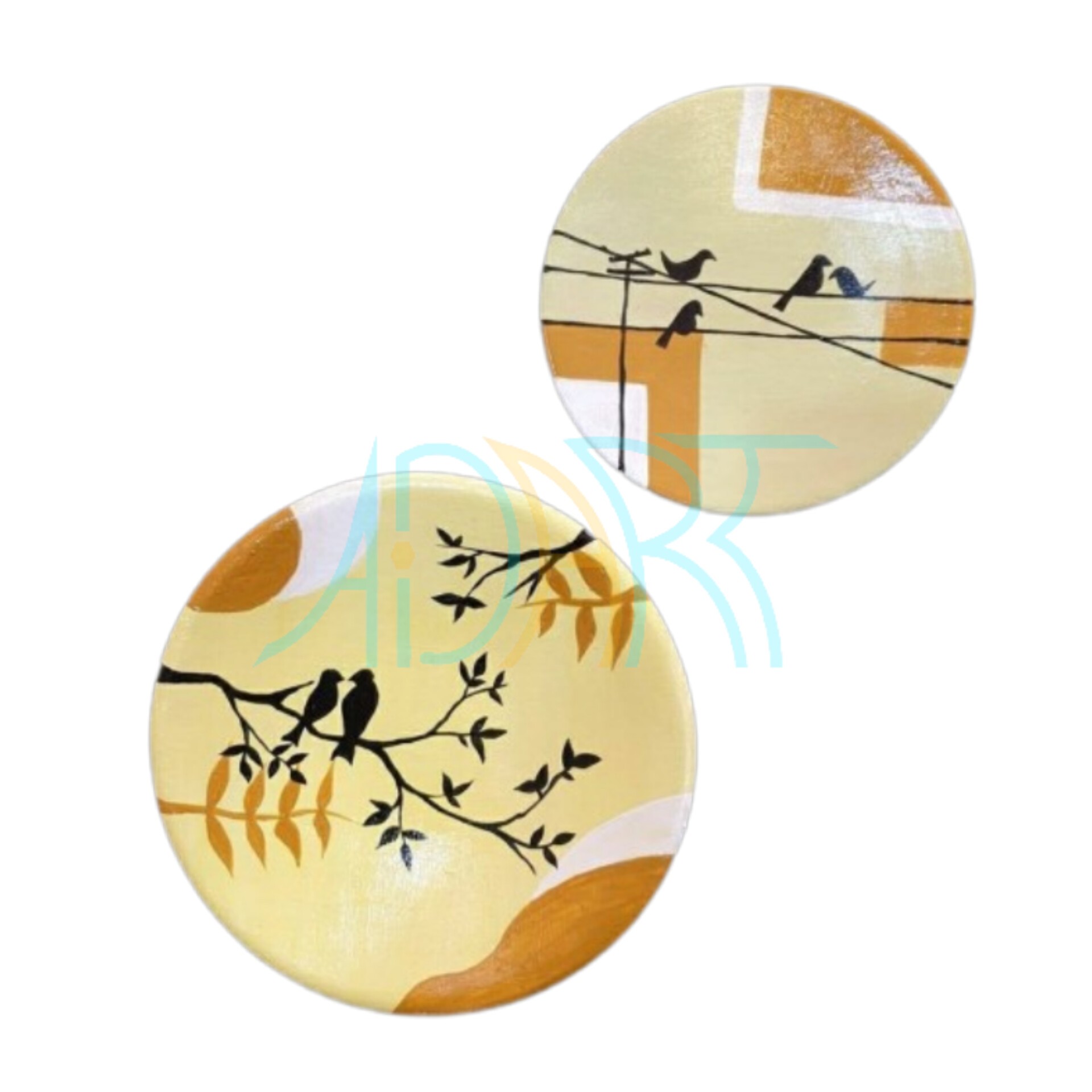 دیوارکوب طرح پرندگان روی شاخه دو تیکه