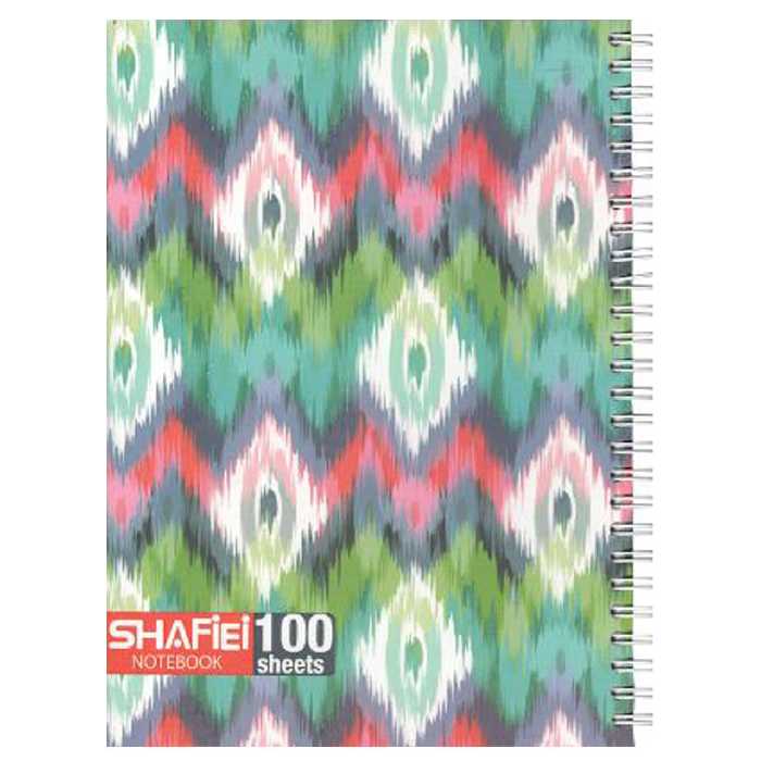 دفتر مشق 100 برگ کلاسیک جلد سازی فنر دوبل با پوشش سلفون مات  شفیعی طرح لوزی  47