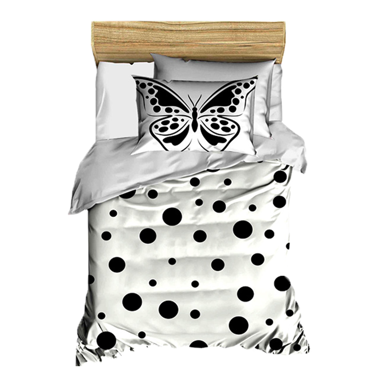 سرویس کاور لحاف ژوان ژوزه سری ساتن نخ طرح White Butterfly یک نفره 4 تکه