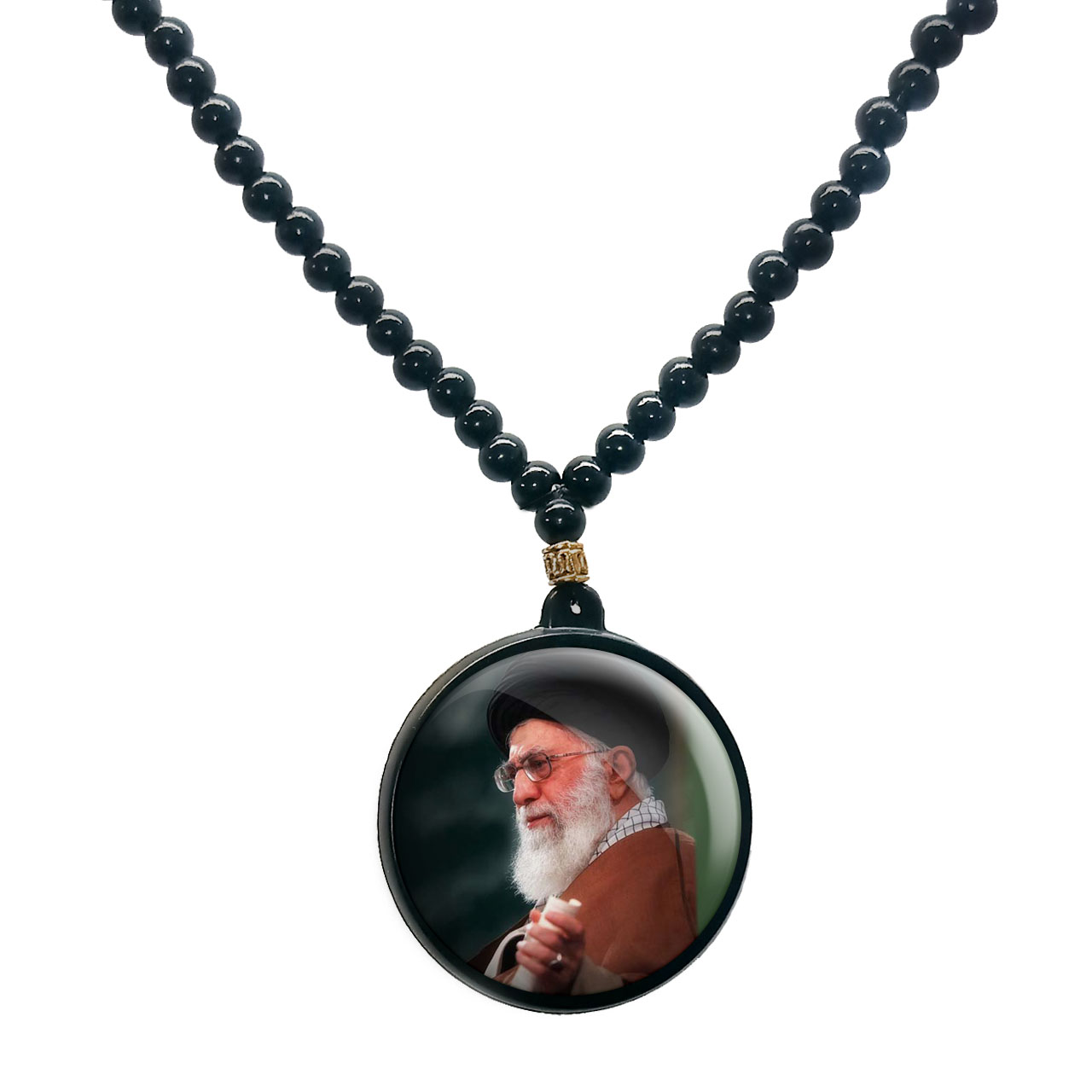 گردنبند پرمانه طرح تصویر آیت الله خامنه ای کد pmd.7314 مدل دو طرفه