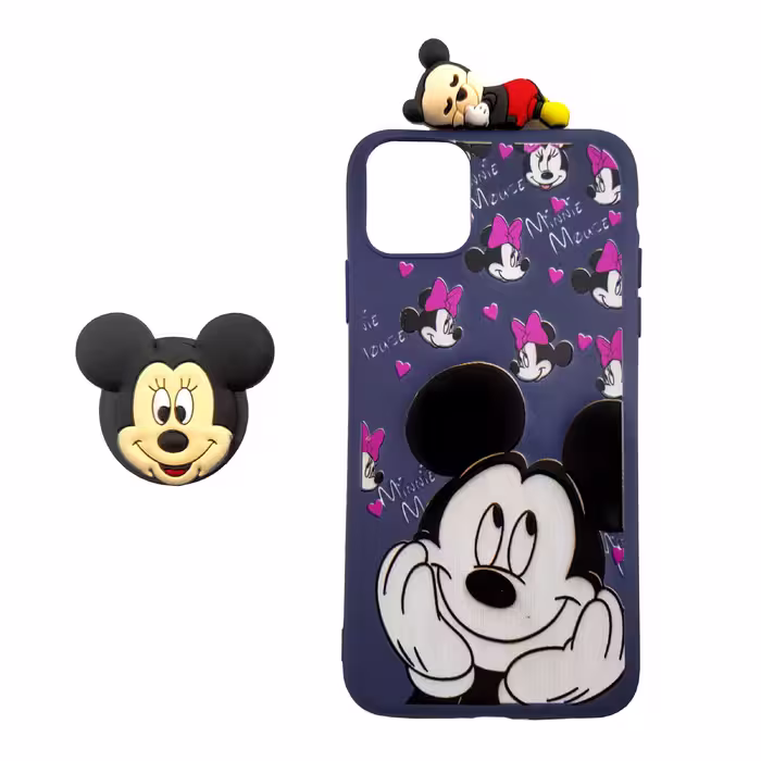 کاور مدل میکی ماوس کد 02 مناسب برای گوشی موبایل اپل Iphone 11 Pro Max به همراه پایه نگهدارنده