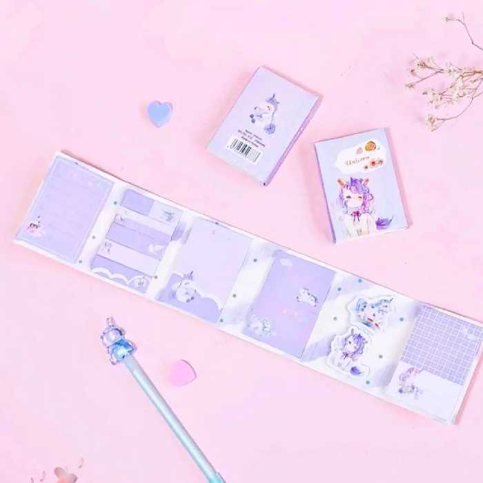  استیک نوت  برگه یادداشت چسبی  فانتزی طرح یونیکورن  بنفش