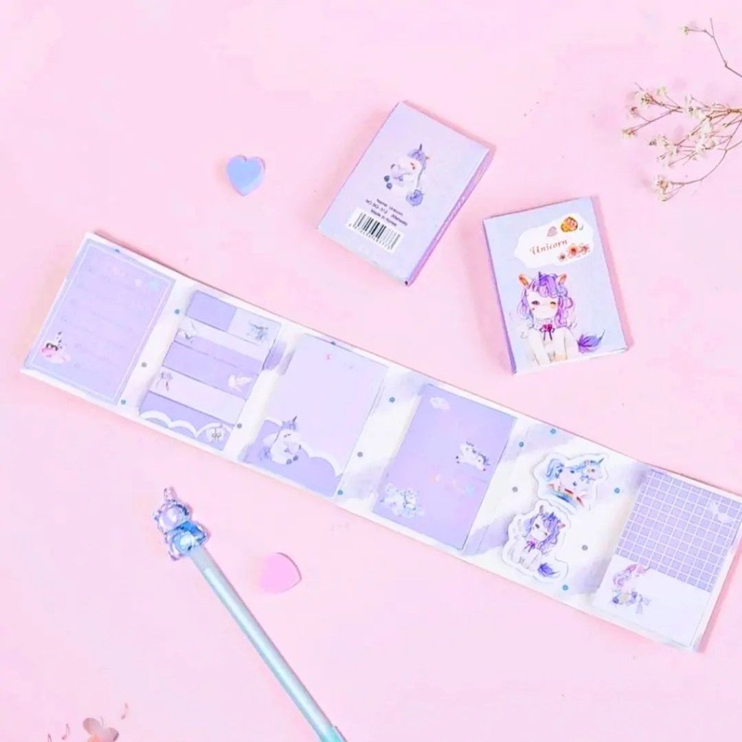  استیک نوت  برگه یادداشت چسبی  فانتزی طرح یونیکورن  بنفش