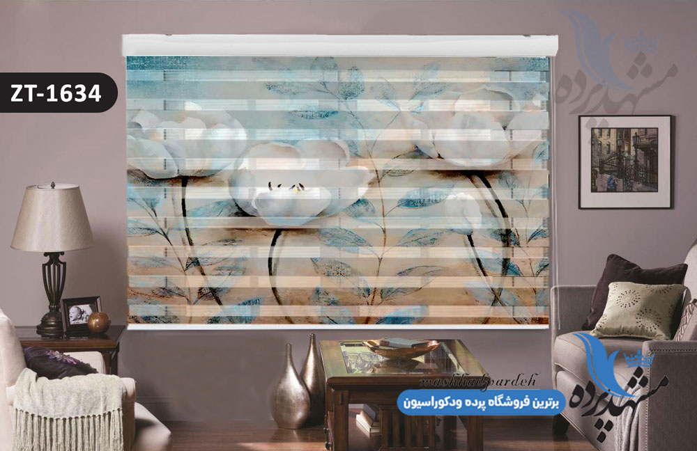 پرده زبرا تصویری چاپی طرح گل فانتزی سه بعدی کد ZT1634