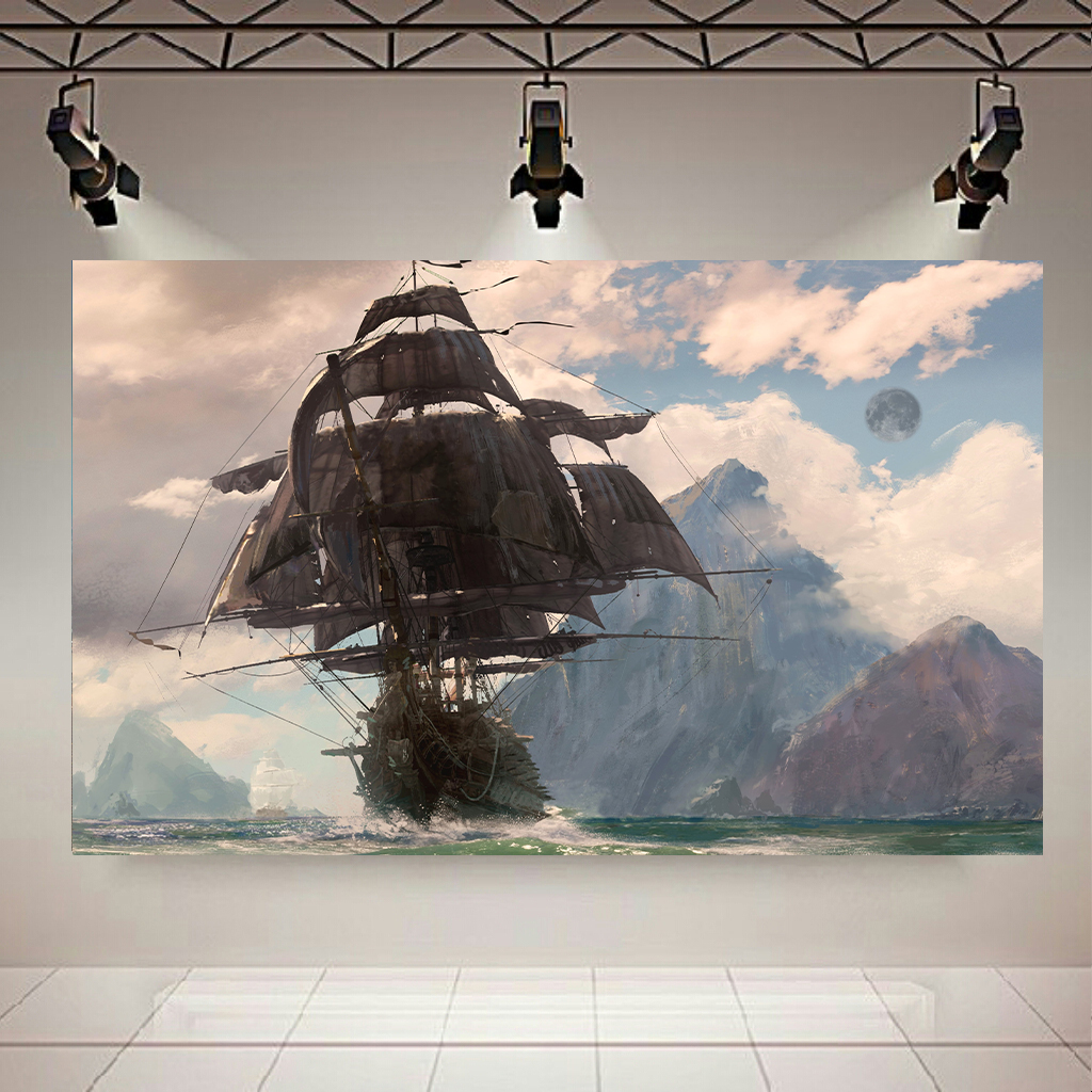 تابلو بوم طرح کشتی و دریا مدل Pirate Ship کد AR2830