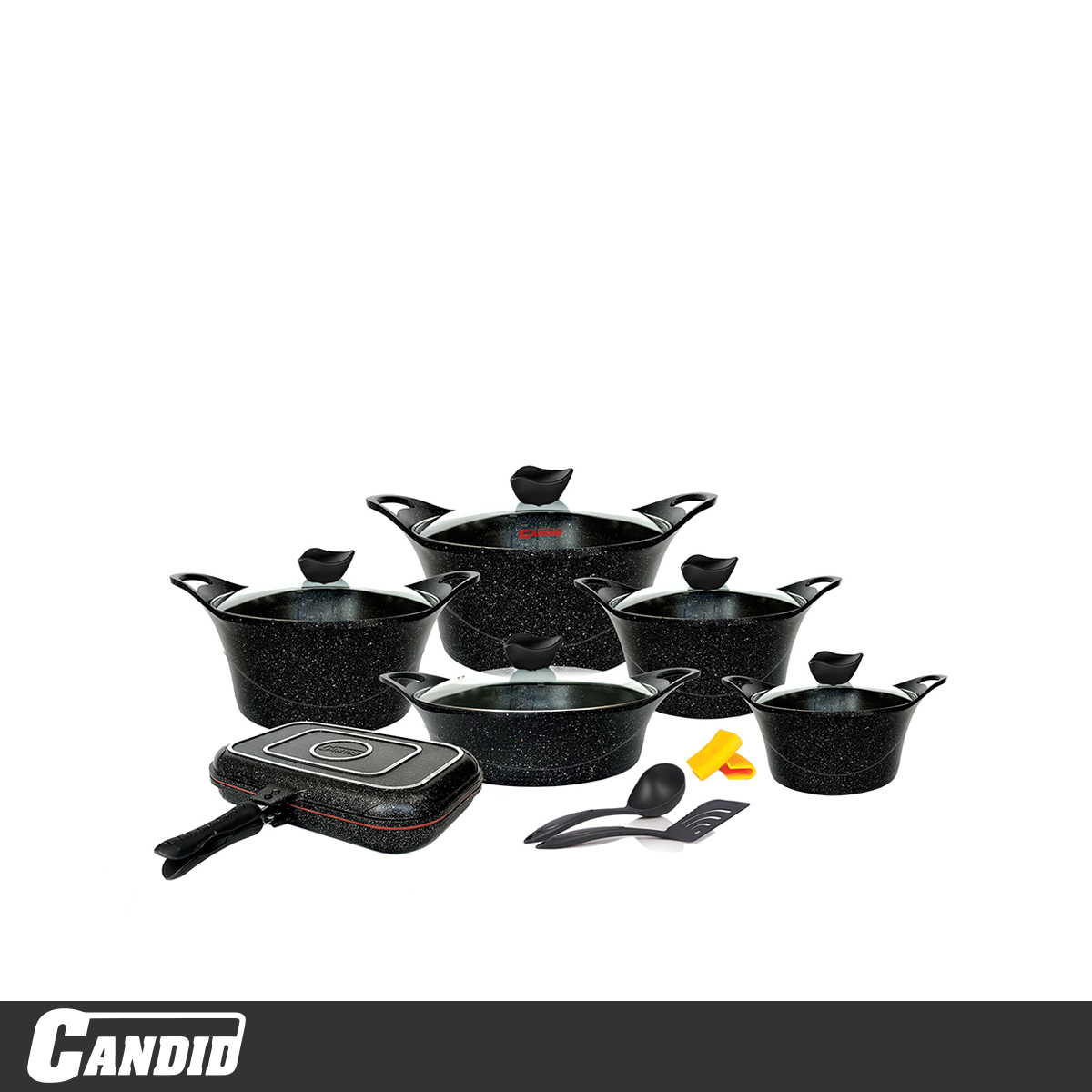 سرویس قابلمه 15 پارچه کاندید مدل کاپری دورو مشکی