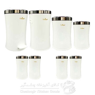 سرویس کمرباریک 8 پارچه سفید درب دودی یونیک مدل UN-4545