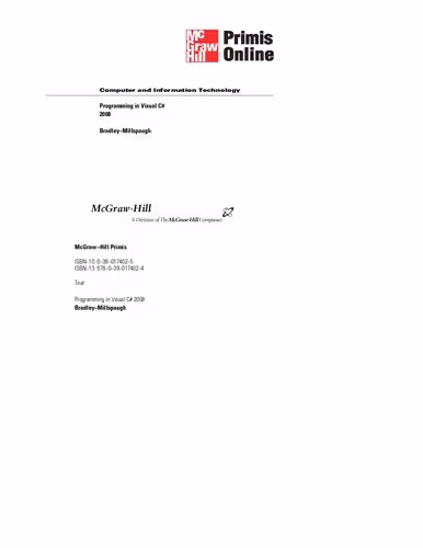 خرید و دانلود نسخه کامل کتاب Programming in Visual C# 2008