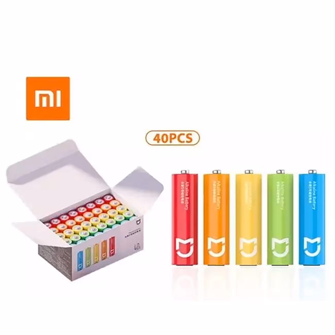 باتری نیم قلمی آلکالین رنگین کمانی شیائومی 40 عددی