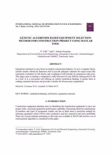 خرید و دانلود نسخه کامل کتاب Genetic algorithm based equipment selection method for construction project using matlab Tool